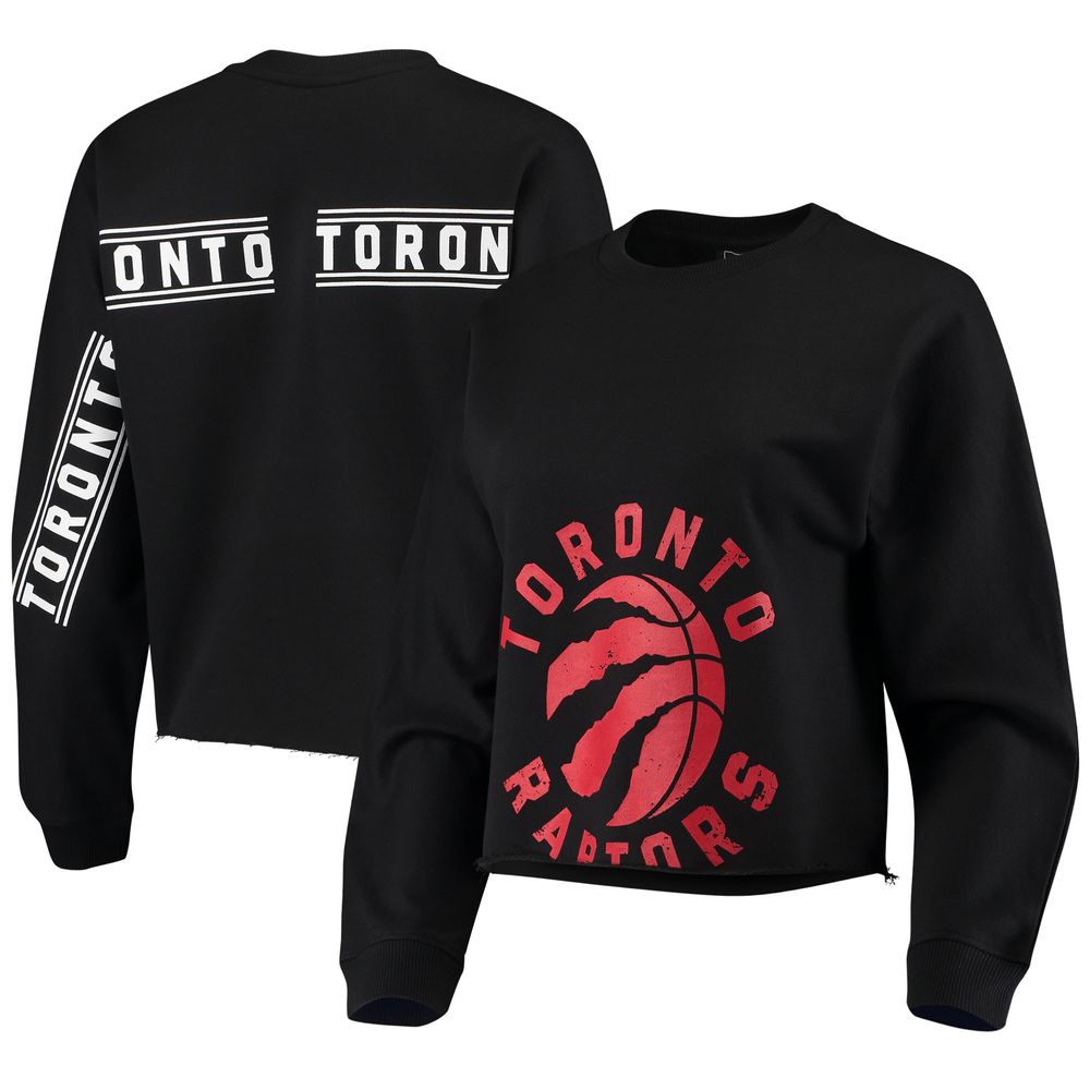 Women's FISLL Black Toronto Raptors Cropped Long Sleeve T-Shirt