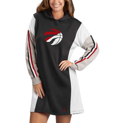 Women's G-III 4Her by Carl Banks Black Toronto Raptors Bootleg Long Sleeve Hoodie T-Shirt - Dress