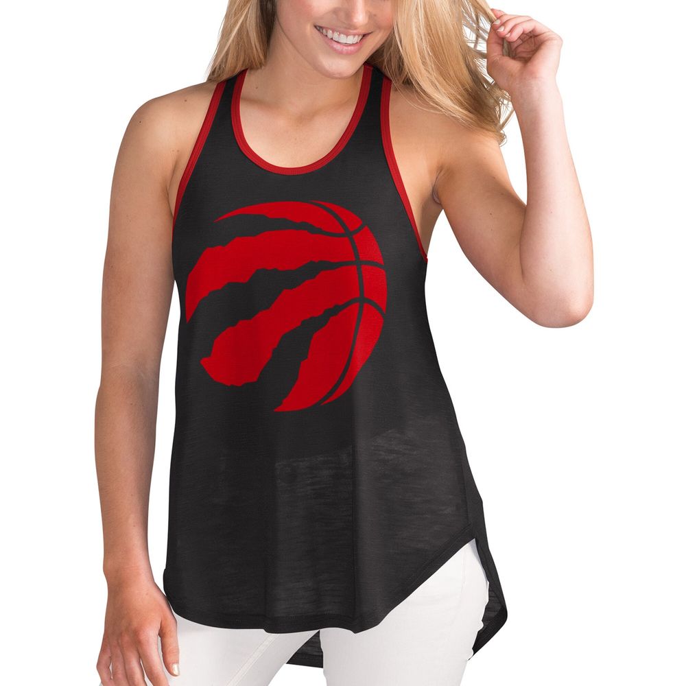 Women's G-III 4Her by Carl Banks Black Toronto Raptors Tater Burnout Racerback - Tank Top