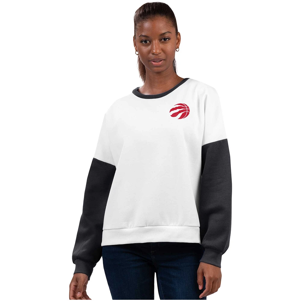 Sweat-shirt G-III 4Her by Carl Banks blanc pour femme avec blocs de couleurs des Toronto Raptors