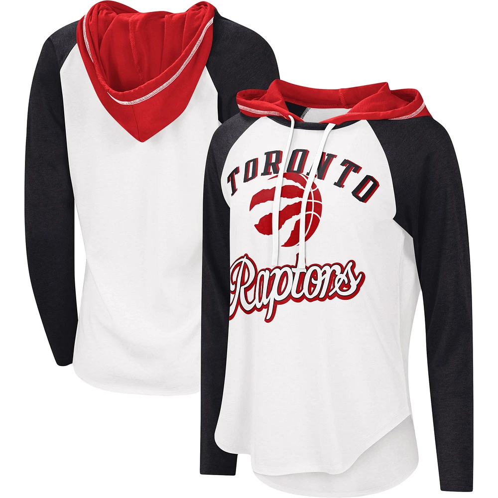 Women's G-III 4Her by Carl Banks White Toronto Raptors MVP Raglan Hoodie Long Sleeve T-Shirt