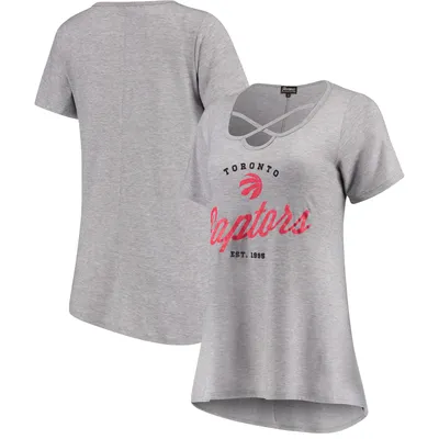 Toronto Raptors Women's Criss Cross Front Tri-Blend T-Shirt - Heathered Gray