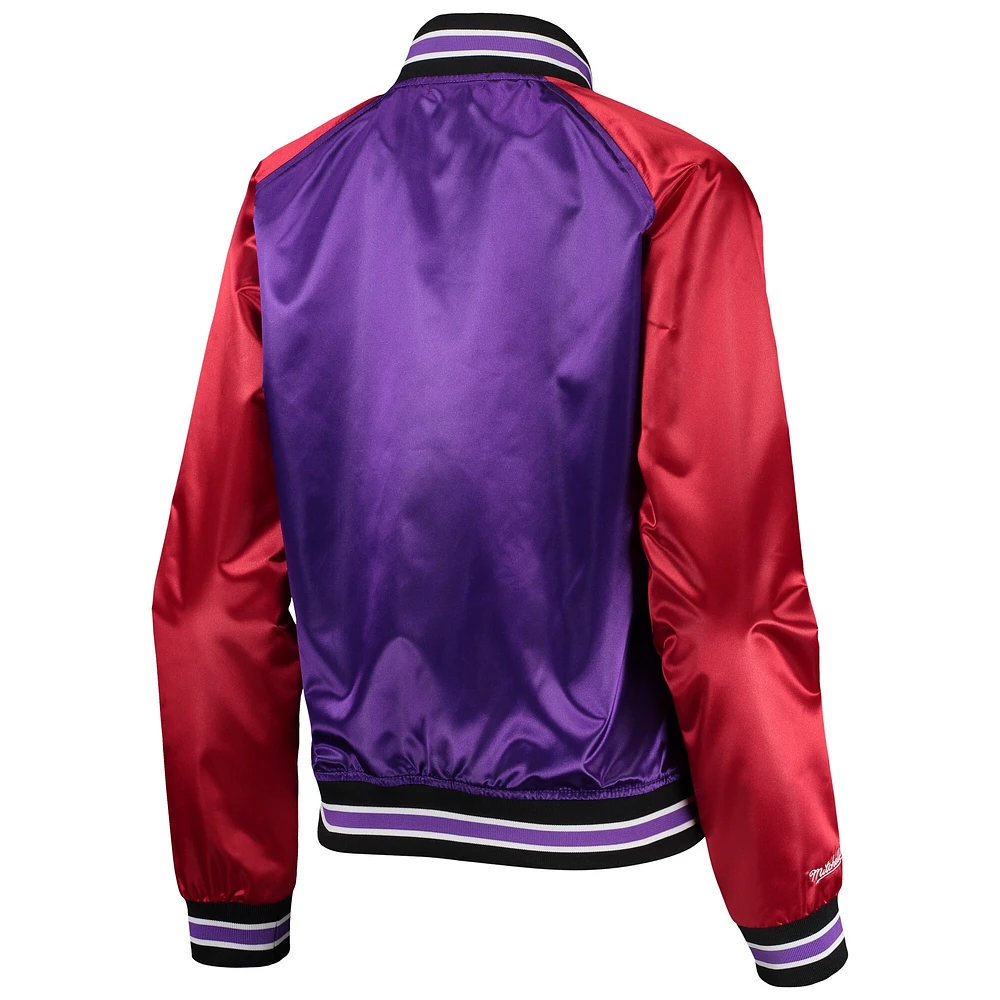 Women's Mitchell & Ness Purple Toronto Raptors Hardwood Classics Raglan Satin Full-Snap Jacket