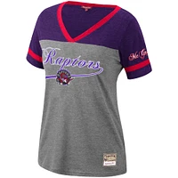 Women's Mitchell & Ness Tracy McGrady Heathered Charcoal Toronto Raptors Team Captain V-Neck T-Shirt