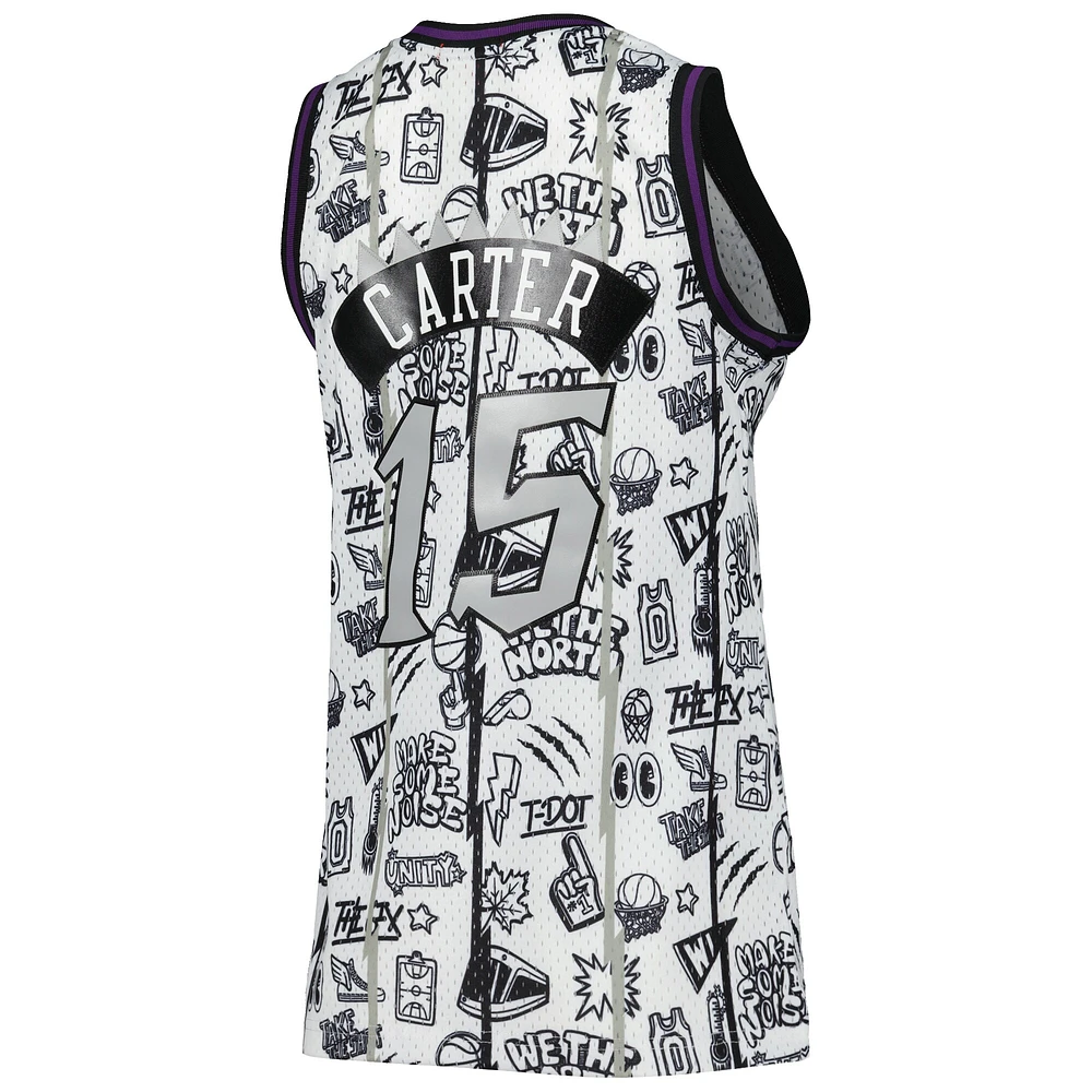 Women's Mitchell & Ness Vince Carter White Toronto Raptors 1998 Doodle Swingman Jersey