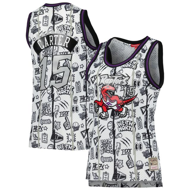 Maillot Femme Mitchell & Ness Vince Carter Blanc Toronto Raptors 1998 Doodle Swingman