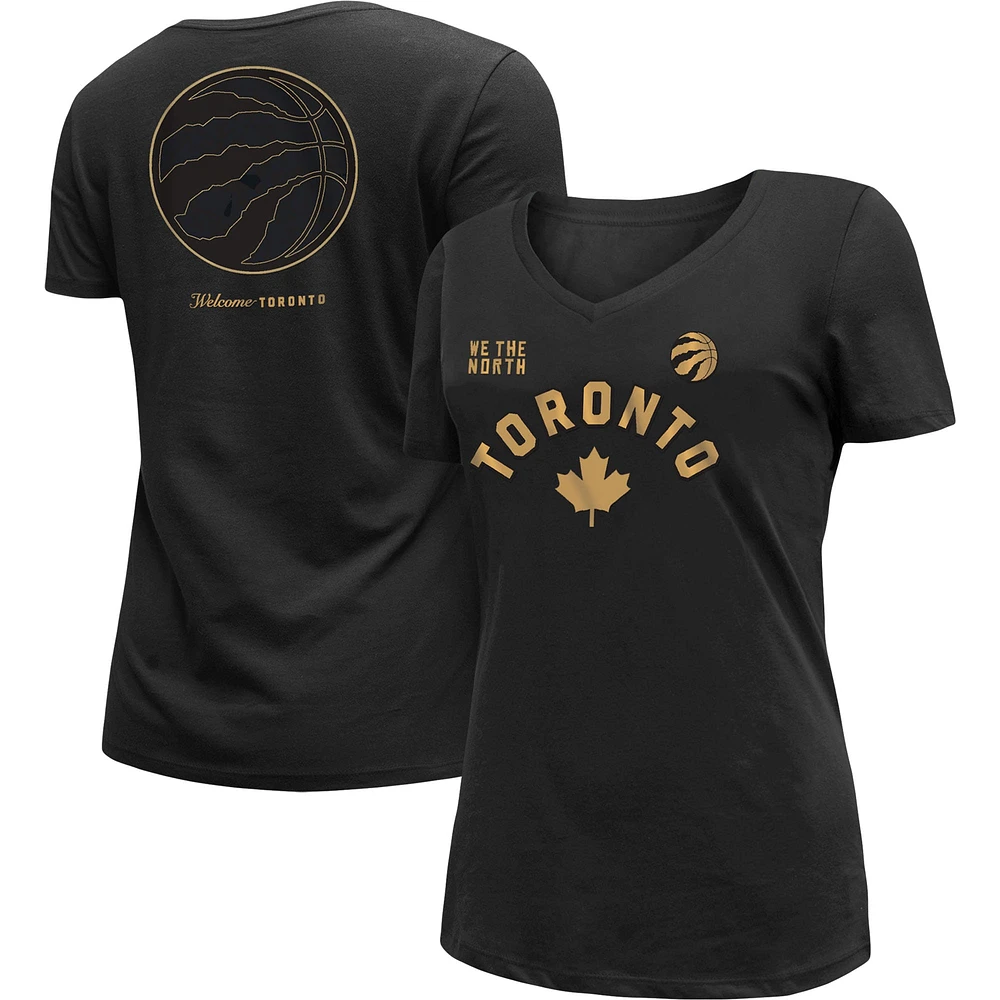 Women's New Era Black Toronto Raptors 2022/23 City Edition V-Neck T-Shirt