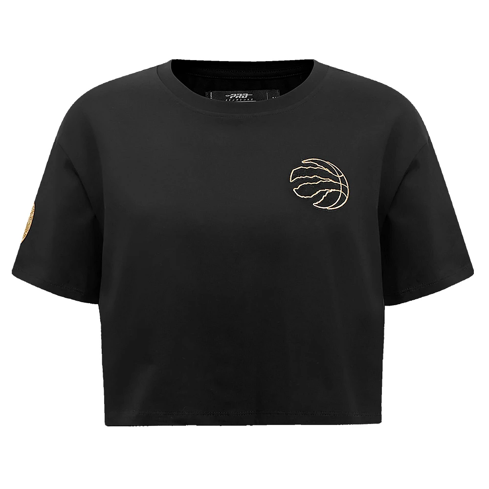 V138429 Raptrs FW23 NBA T-shirt court SS noir et or pour femme TEELADC