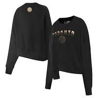 Women's Pro Standard  Black Toronto Raptors Glam Cropped Pullover Sweatshirt