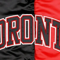 Veste universitaire Starter noir/rouge Toronto Raptors Split Colorblock Satin Full-Snap Varsity Jacket