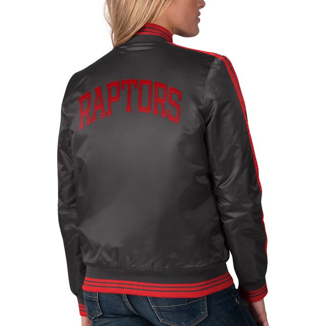 Women's Las Vegas Raiders Starter Black Overtime Varsity Satin Full-Snap  Jacket