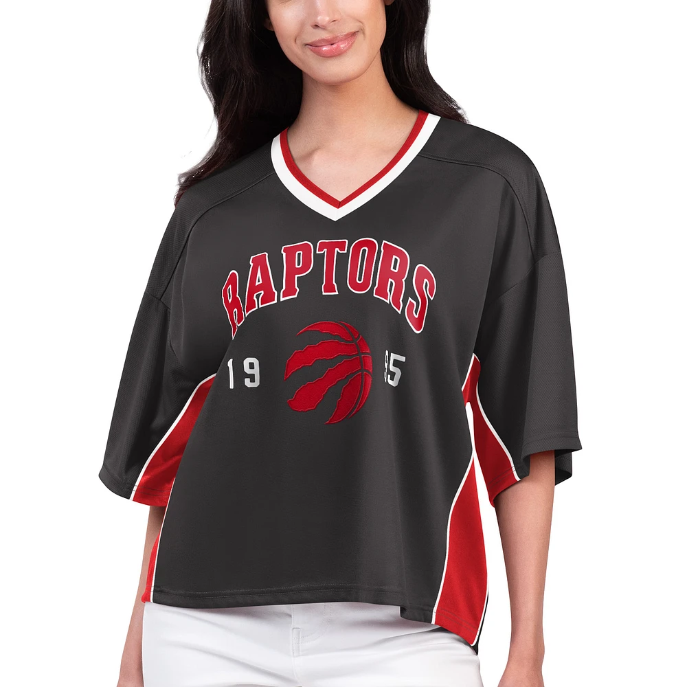 Women's Starter Black Toronto Raptors Power Play V-Neck T-Shirt