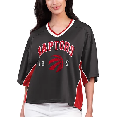 T-shirt à col en V Power Play des Raptors de Toronto Starter noir pour femmes