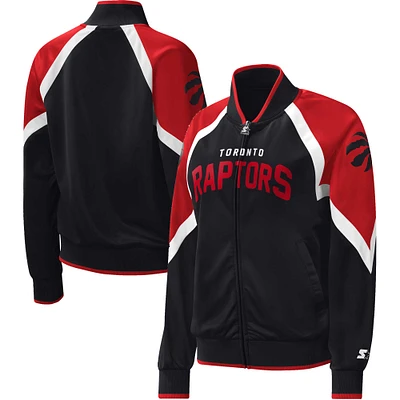 Women's Starter Black Toronto Raptors Slam Dunk Raglan Full-Zip - Track Jacket