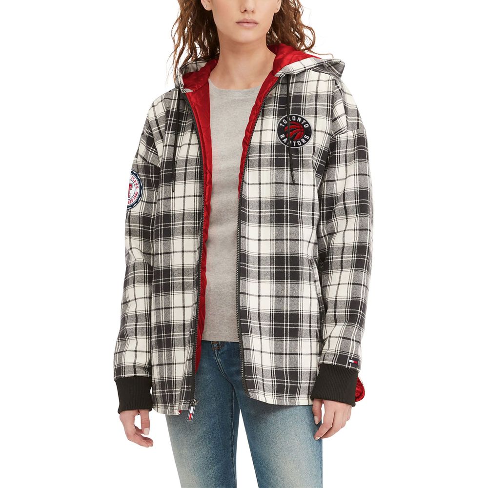 Women's Tommy Jeans Black Toronto Raptors - Molly Flannel Full-Zip Hoodie