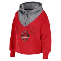 Women's WEAR by Erin Andrews Red Toronto Raptors Pieced Quarter-Zip Hoodie Jacket