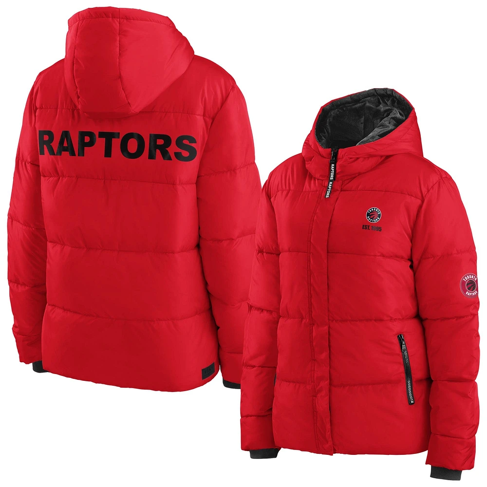 Women's WEAR by Erin Andrews Red Toronto Raptors Plush Puffer Full-Zip Jacket