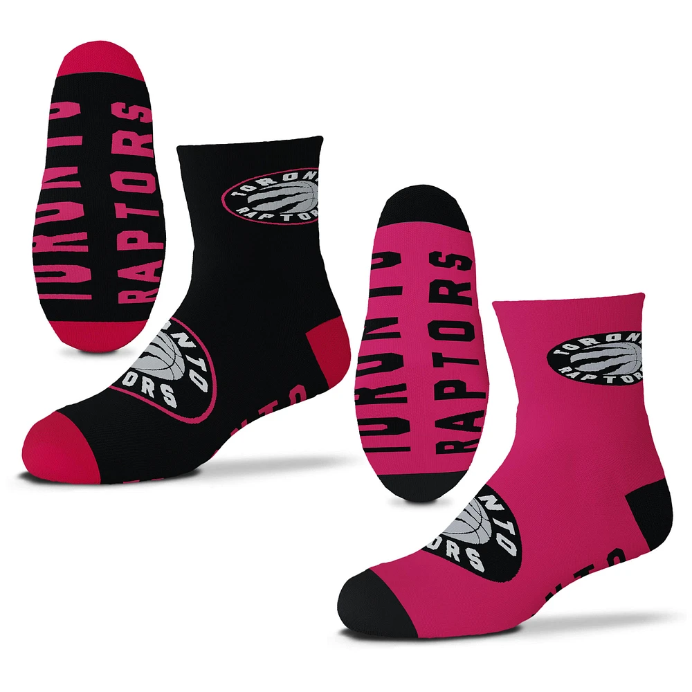 Youth For Bare Feet Toronto Raptors Lot de deux paires de chaussettes d'équipe quart de longueur