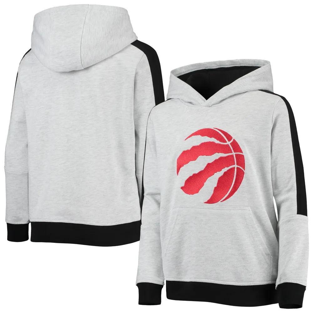 Men's Fanatics Branded Heathered Gray Toronto Raptors Off The Bench Color Block Pullover Hoodie