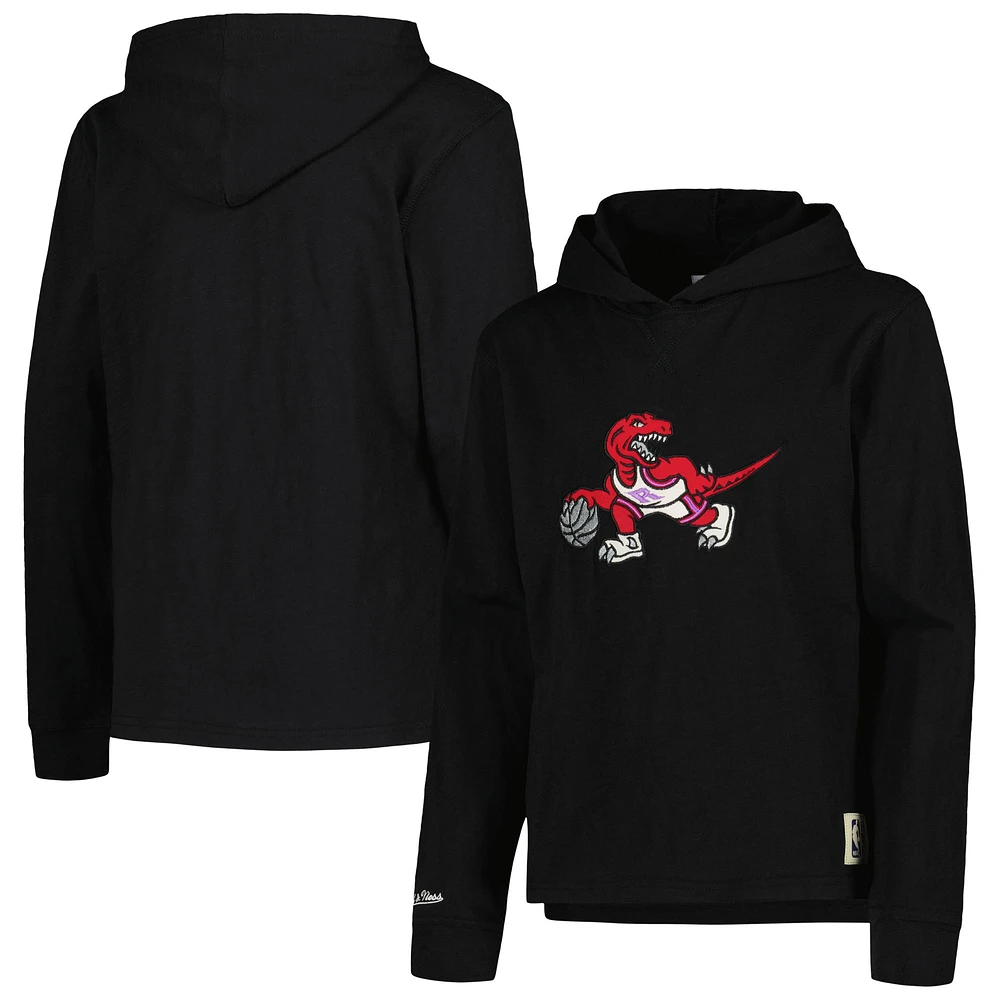 Youth Mitchell & Ness Black Toronto Raptors Hardwood Classics Legendary Slub Lightweight Pullover Hoodie