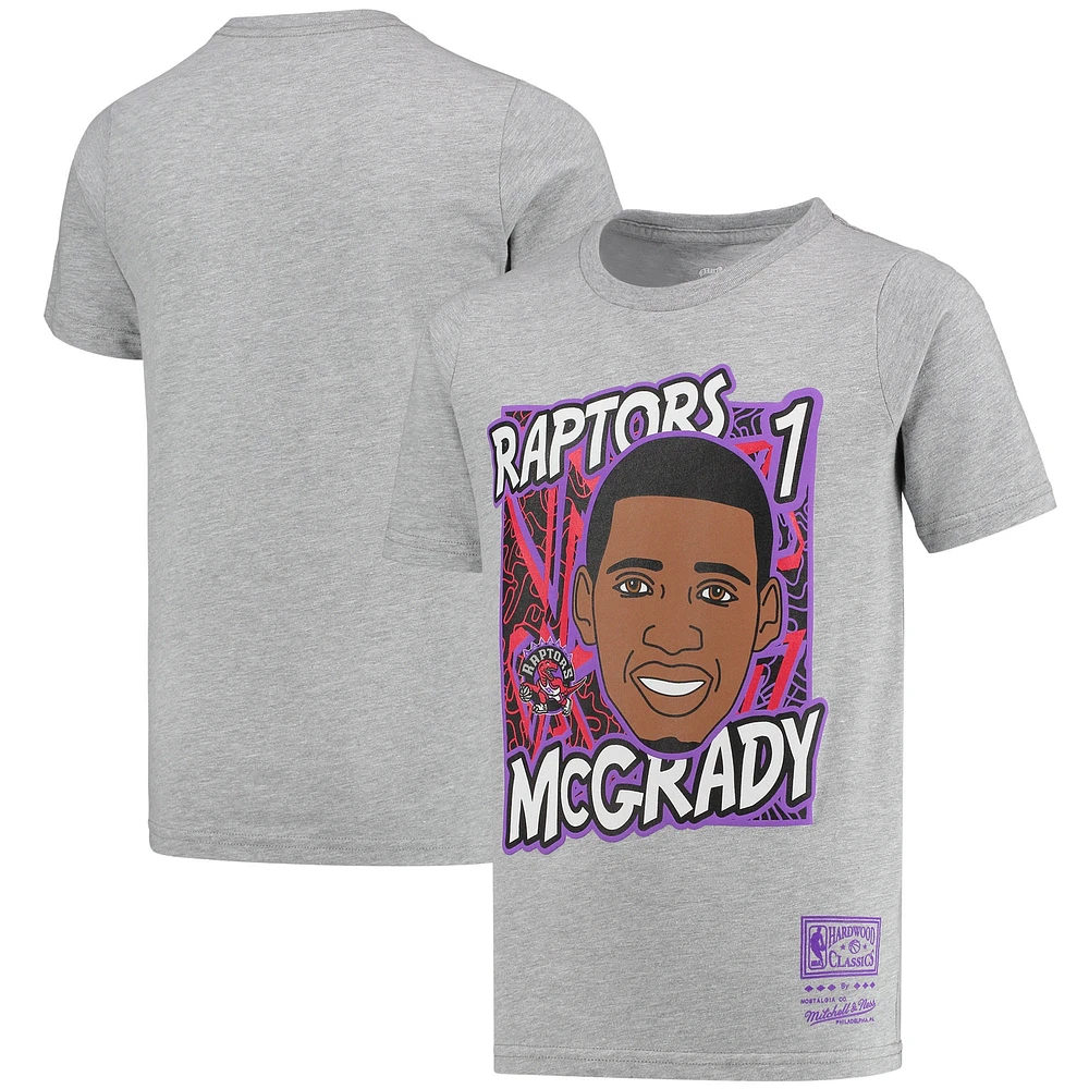 T-shirt pour jeune Mitchell & Ness Tracy McGrady Grey Toronto Raptors Hardwood Classics King of the Court Player