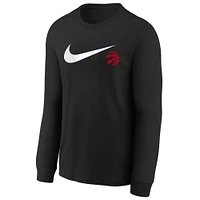 T-shirt à manches longues Nike noir Toronto Raptors Swoosh pour jeune