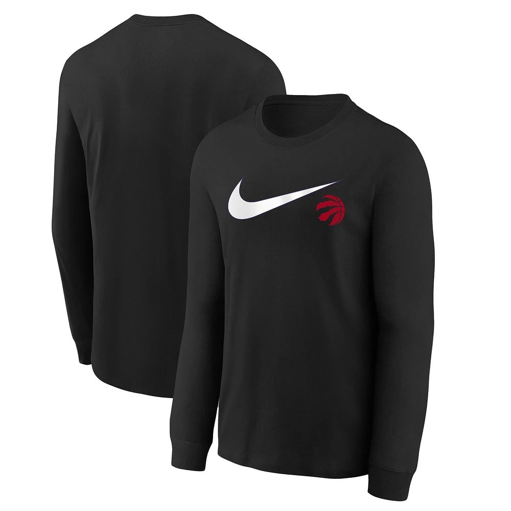 T-shirt à manches longues Nike noir Toronto Raptors Swoosh pour jeune