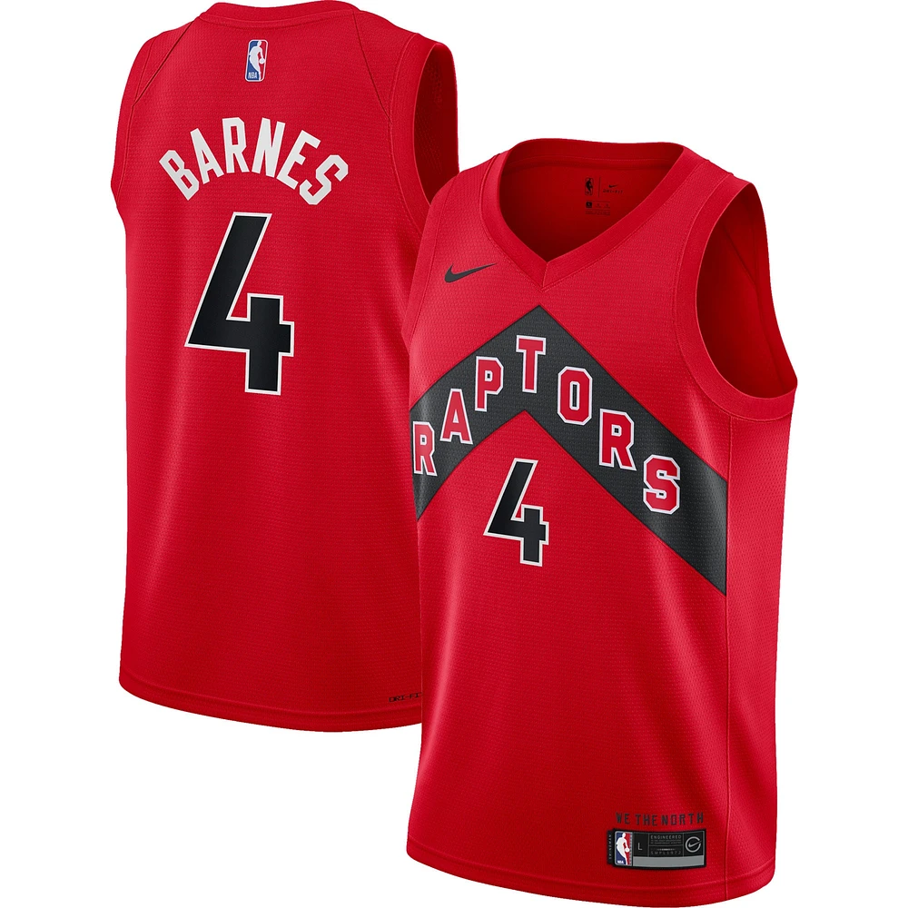 Maillot Nike Swingman des Raptors de Toronto rouge Scottie Barnes pour jeune - Édition Icon