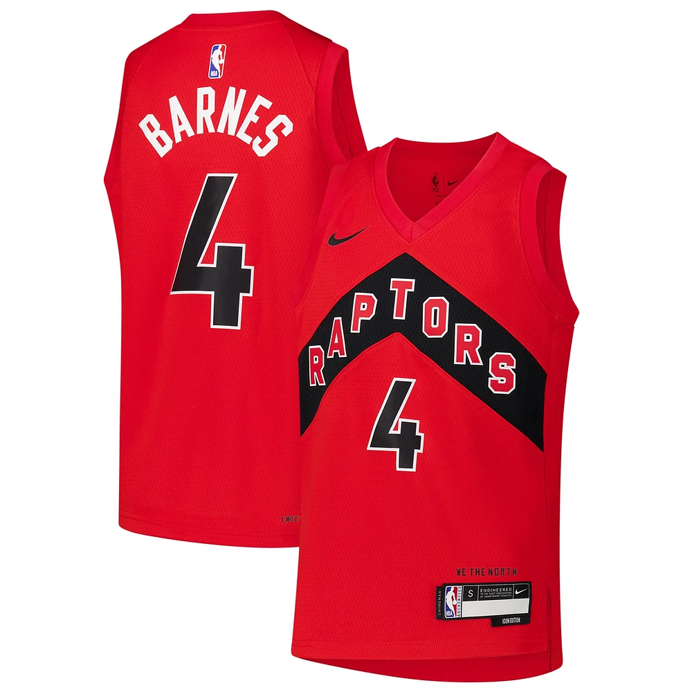 Maillot Nike Swingman des Raptors de Toronto rouge Scottie Barnes pour jeune - Édition Icon