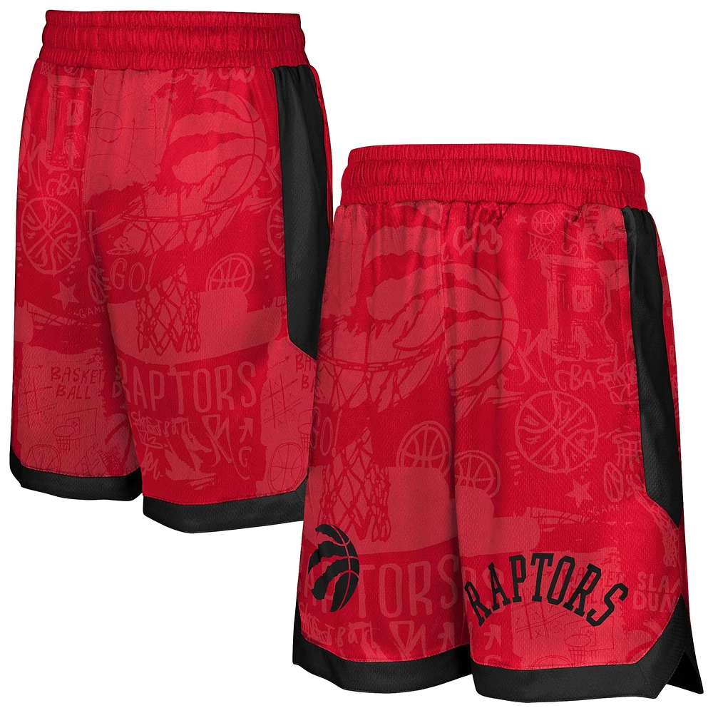 Shorts de street art pour jeunes des Toronto Raptors rouges