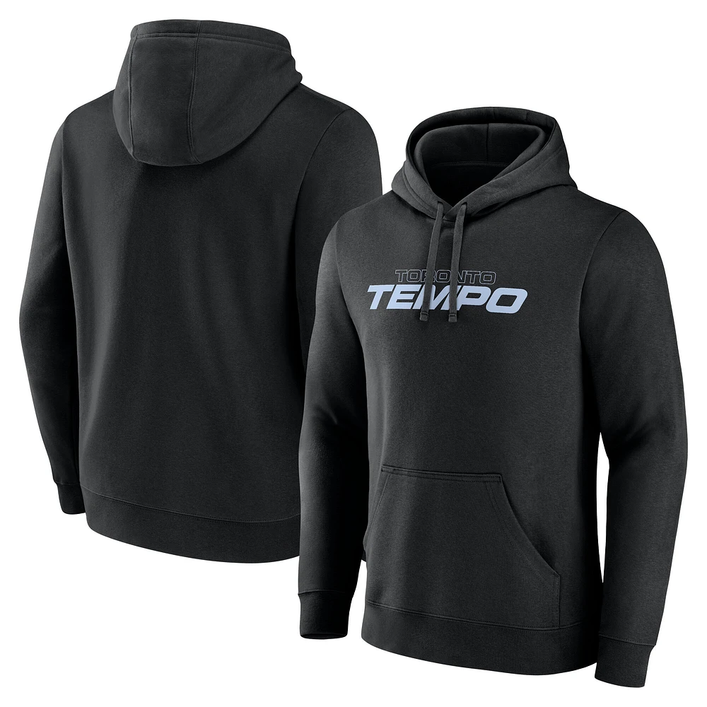 Men's Fanatics Black Toronto Tempo Primary Wordmark Pullover Hoodie