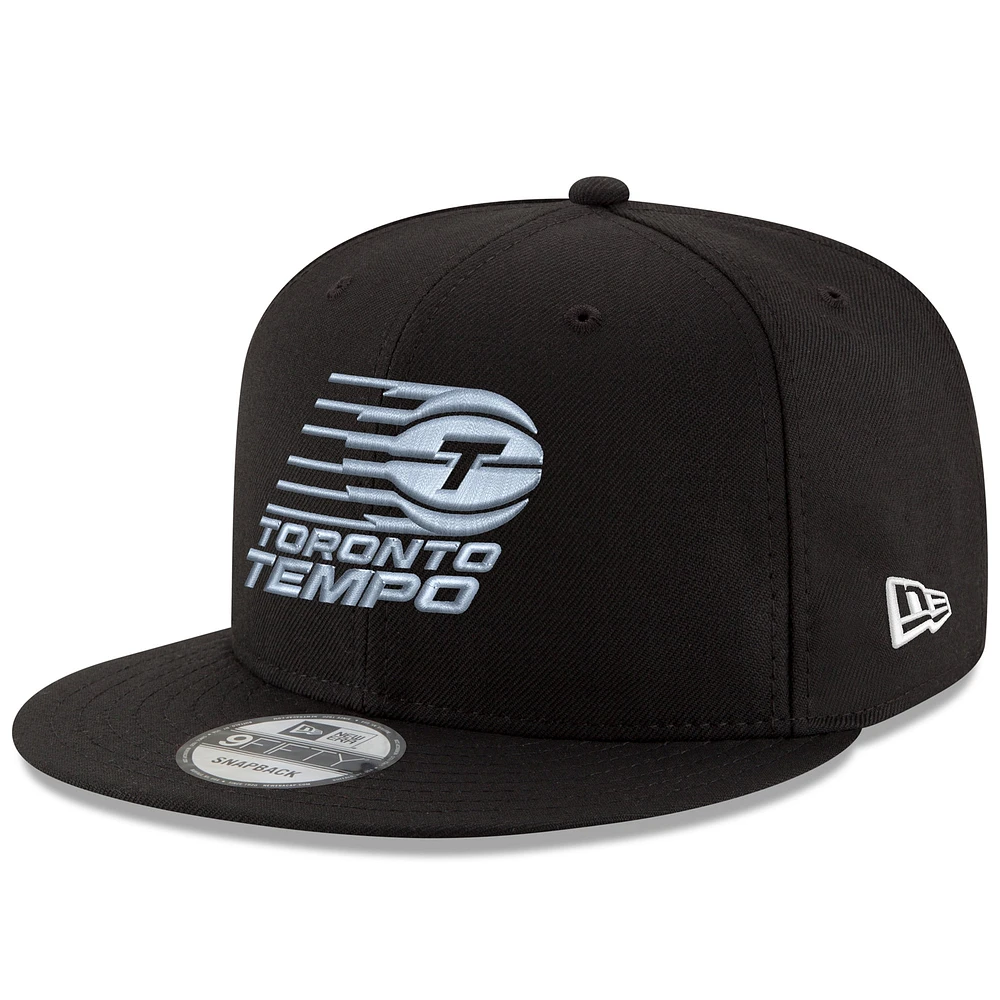 Casquette unisexe New Era noire avec logo Toronto Tempo Basketball 9FIFTY Snapback