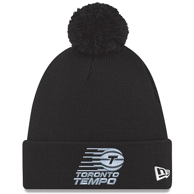 Bonnet unisexe en tricot à revers avec pompon Toronto Tempo noir New Era