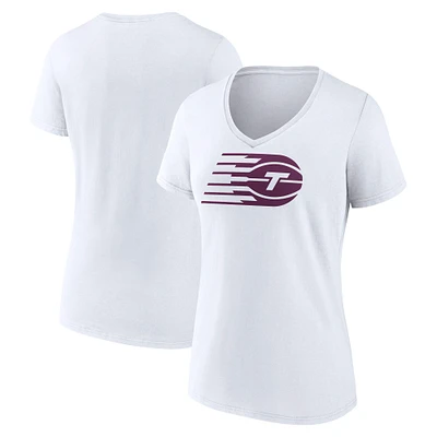 T-shirt à col en V avec logo principal Toronto Tempo Fanatics pour femmes, blanc