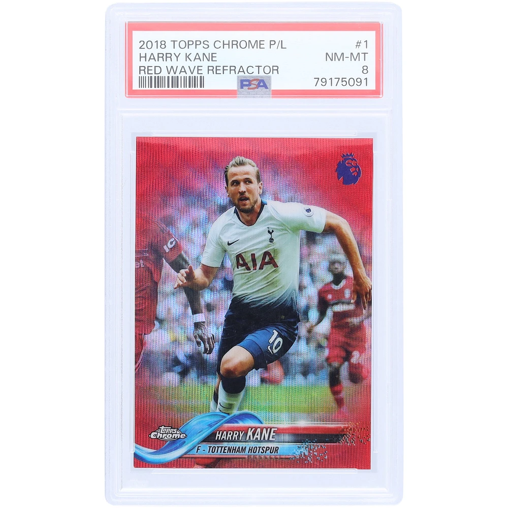 Harry Kane Tottenham Hotspur 2018-19 Topps Chrome PL Red Wave Refractor #1 #6/10 PSA Authenticated 8 Card