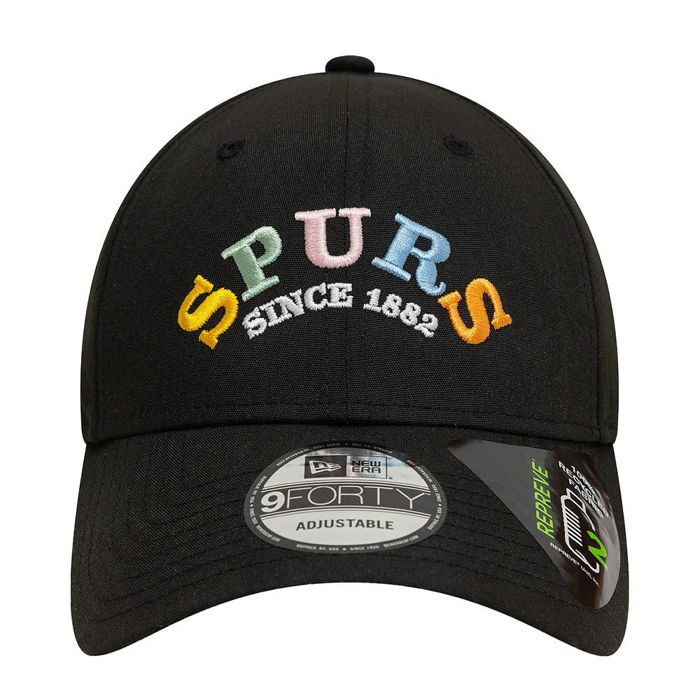 Men's New Era Black Tottenham Hotspur Rainbow Wordmark Adjustable 9FORTY Hat