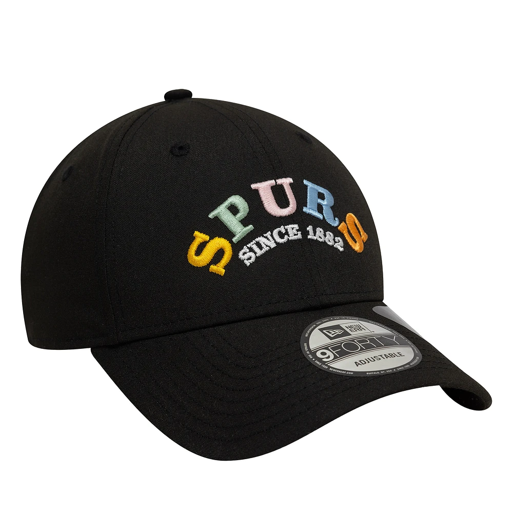 Men's New Era Black Tottenham Hotspur Rainbow Wordmark Adjustable 9FORTY Hat