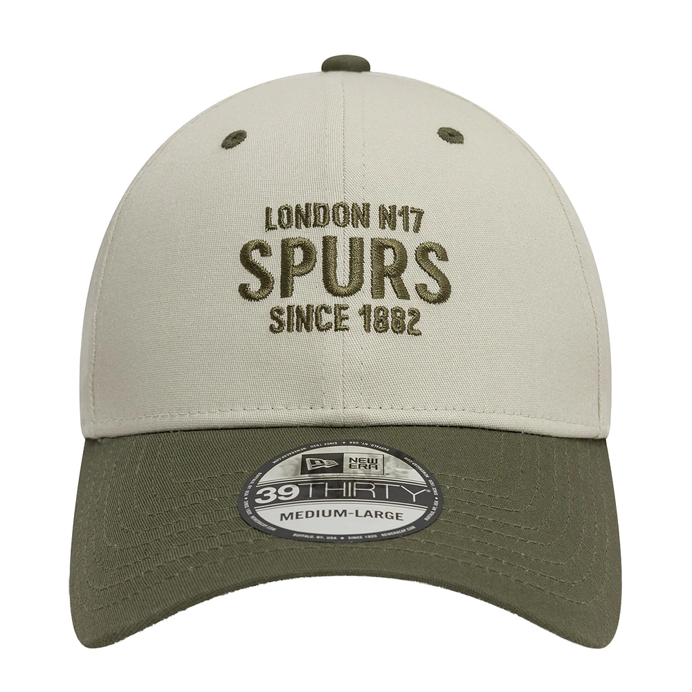 Men's New Era Tan Tottenham Hotspur Contrast Visor Fitted 39THIRTY Hat