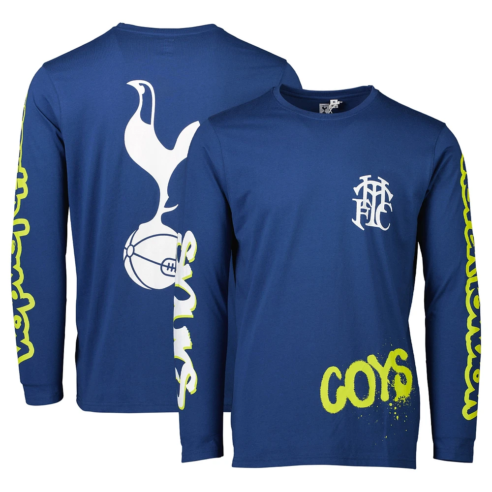 T-shirt Homme Bleu Marine Tottenham Hotspur Graffiti À Manches Longues