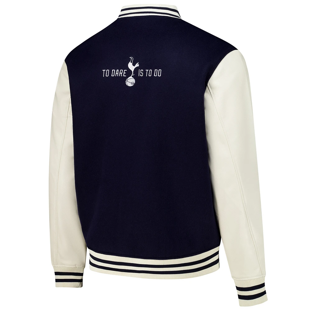 Men's Navy Tottenham Hotspur Supporter's Full-Snap Varsity Jacket