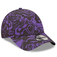 Men's New Era Black/Purple Tottenham Hotspur Allover Print 9FORTY Adjustable Hat