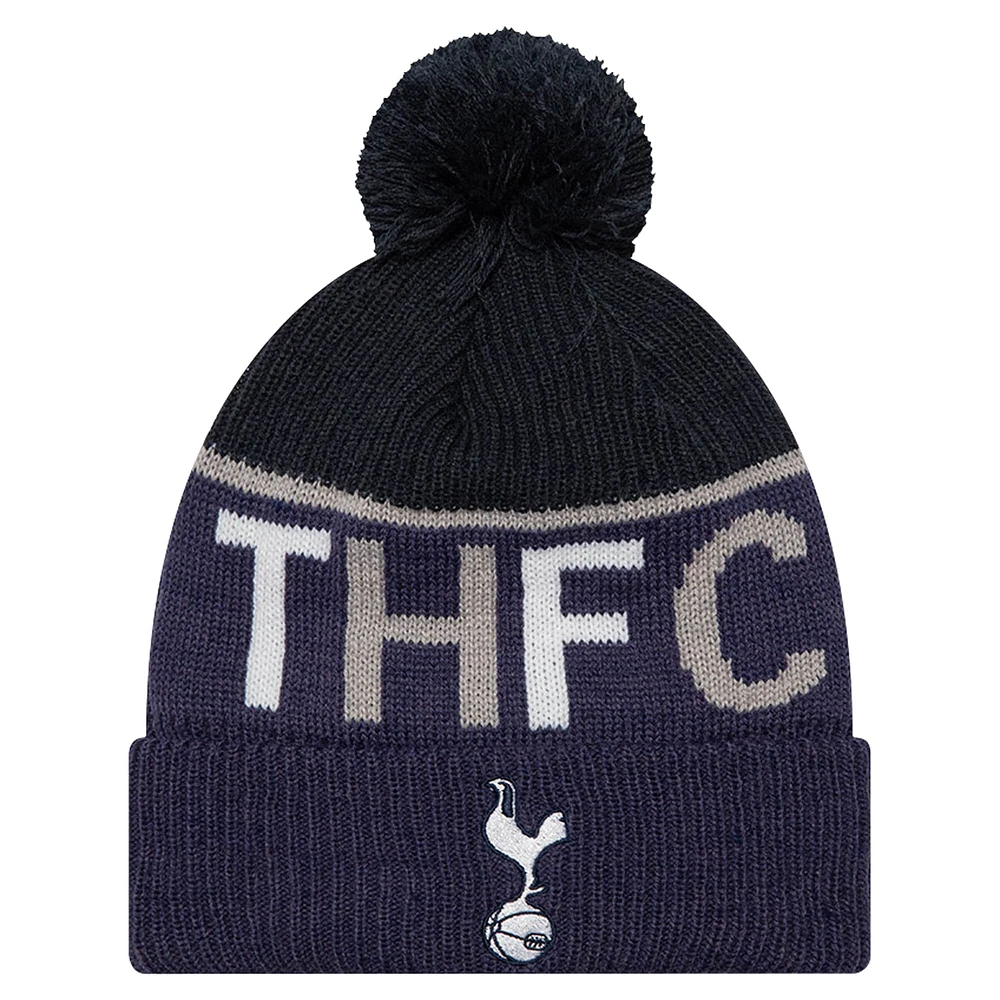 Bonnet en tricot à revers Tottenham Hotspur Sport New Era pour hommes bleu marine avec pompon