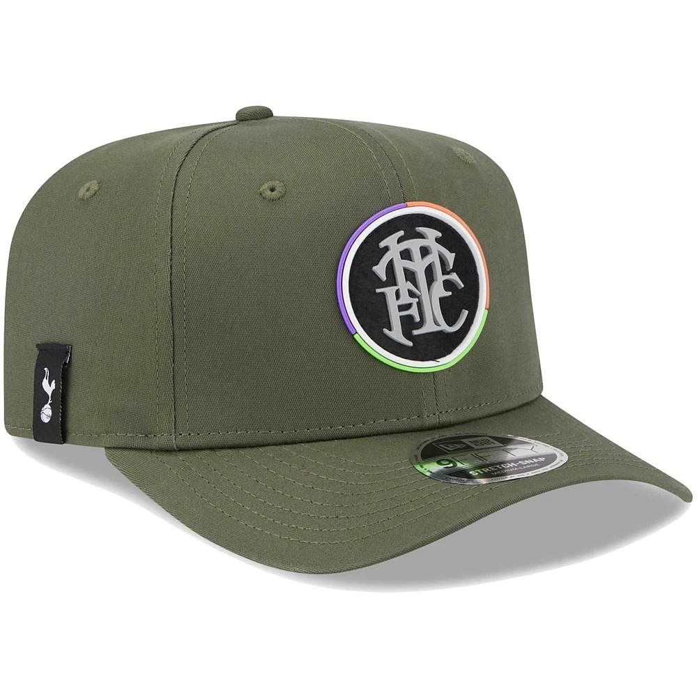 Casquette réglable 9FIFTY Tottenham Hotspur Flock New Era Olive pour homme