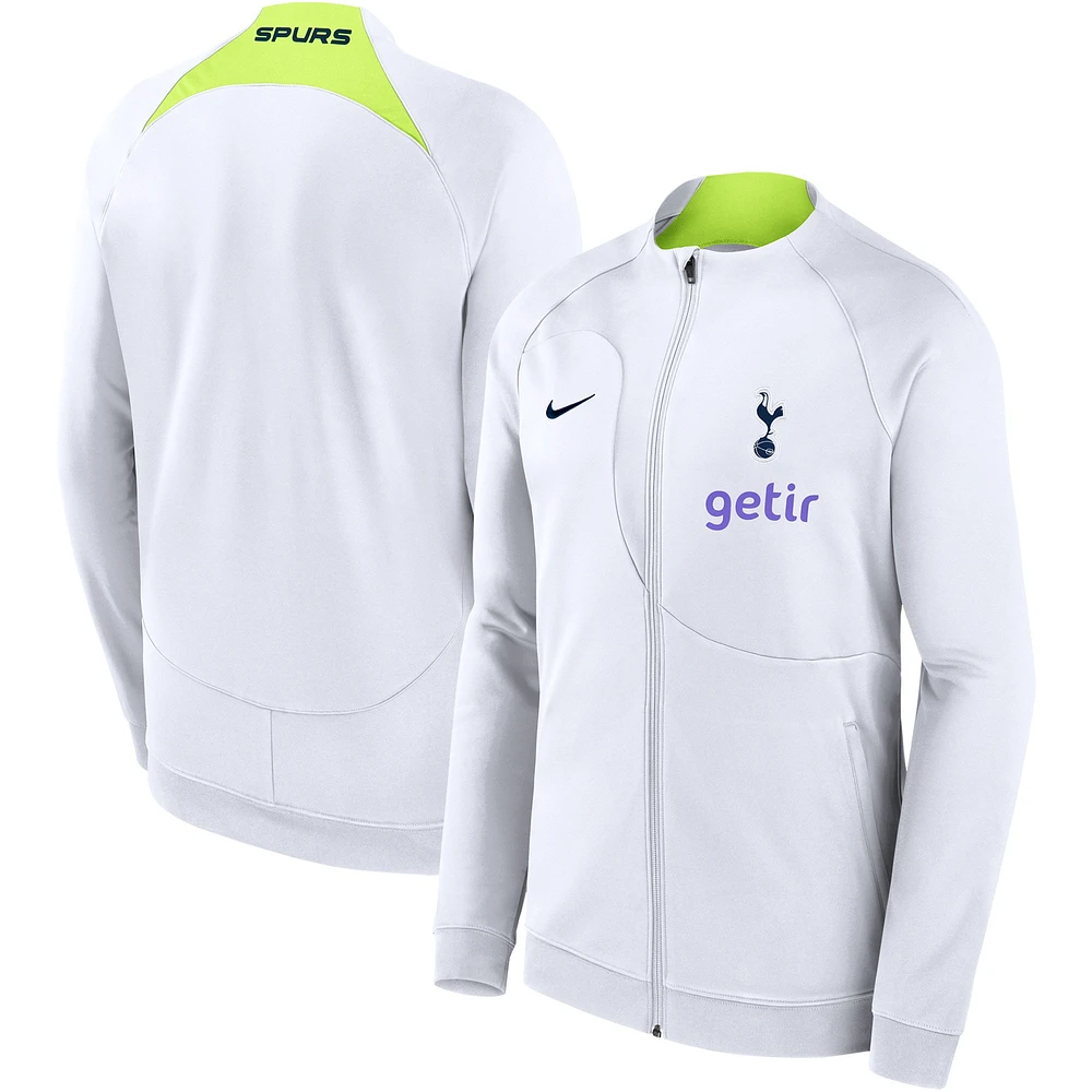 Veste Nike Tottenham Hotspur Academy Pro Anthem ajustée Raglan Performance entièrement zippée pour homme blanche