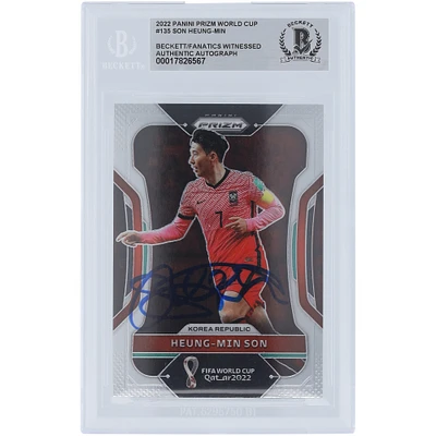Son Heung-min Korea Republic Autographed 2022 Panini Prizm World Cup #135 Beckett Fanatics Witnessed Authenticated Card
