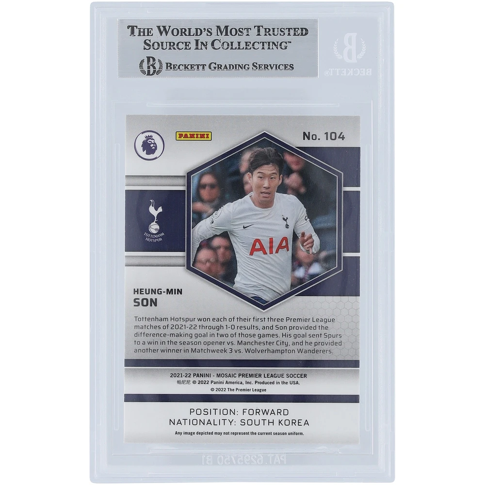 Son Heung-min Tottenham Hotspur Autographed 2021-22 Panini Mosaic EPL #104 Beckett Fanatics Witnessed Authenticated Card