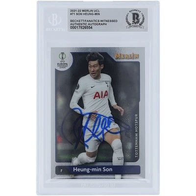 Son Heung-min Tottenham Hotspur 2021-22 Topps Merlin UCL #71 Beckett Fanatics Witnessed Authenticated Card
