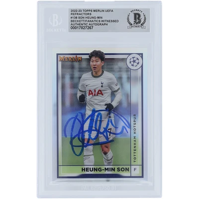 Son Heung-min Tottenham Hotspur Autographed 2022-23 Topps Merlin UEFA Refractors #138 Beckett Fanatics Witnessed Authenticated Card