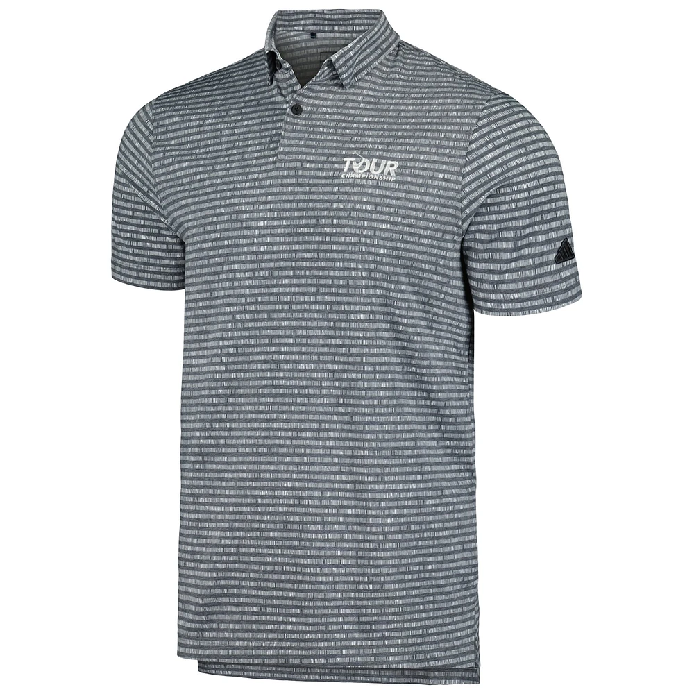 Men's adidas Charcoal TOUR Championship Go-To Striped Tri-Blend AEROREADY Golf Polo