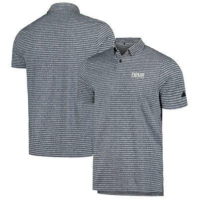 Polo de golf adidas Charcoal TOUR Championship Go-To rayé tri-mélange AEROREADY pour hommes